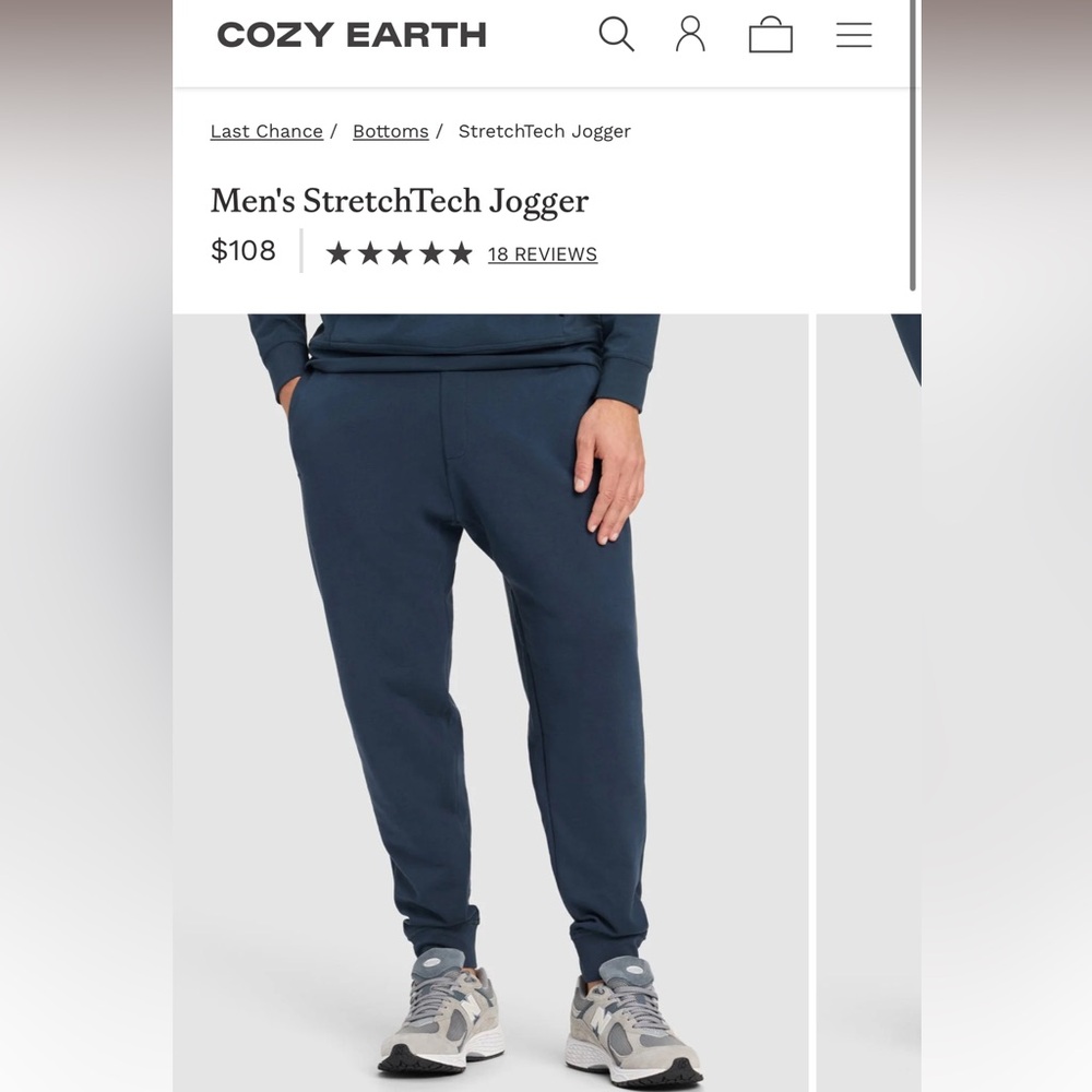 NWT Mens XXL Cozy Earth StretchTech Jogger